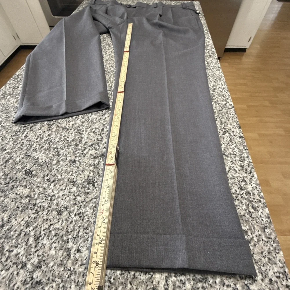 Lauren Ralph Lauren Mens 40x30‎ Medium Grey Pleated Cuffed Pants Poly Blend